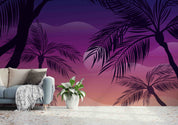 3D Summer Tropical Coconut Tree Purple Background Wall Mural Wallpaper GD 3380- Jess Art Decoration