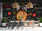 3D Vegetables Pizzeria Black Background Wall Mural Wallpaper GD 4926- Jess Art Decoration