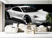 Roadster White Black Racing Wallpaper racing & cars wall mural for garage, game room or entertainment space - view 6
