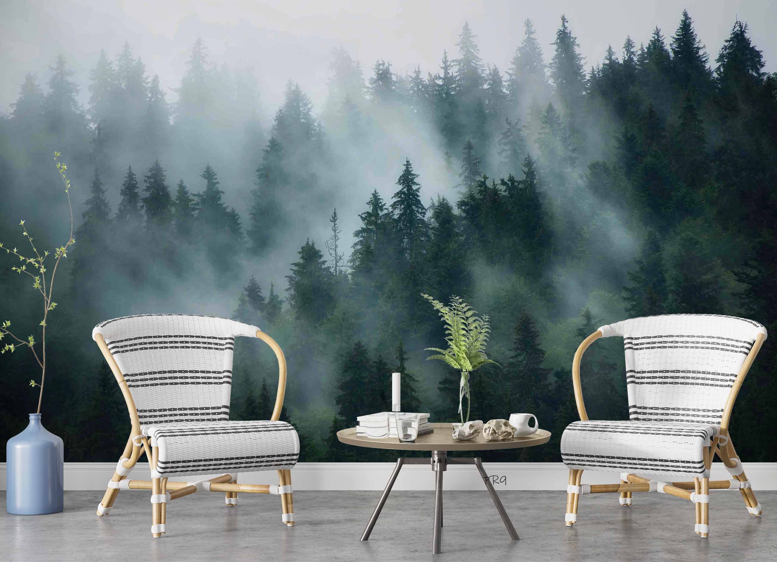 3D Fir Forest Misty Scenery Wall Mural Wallpaper GD 4689- Jess Art Decoration