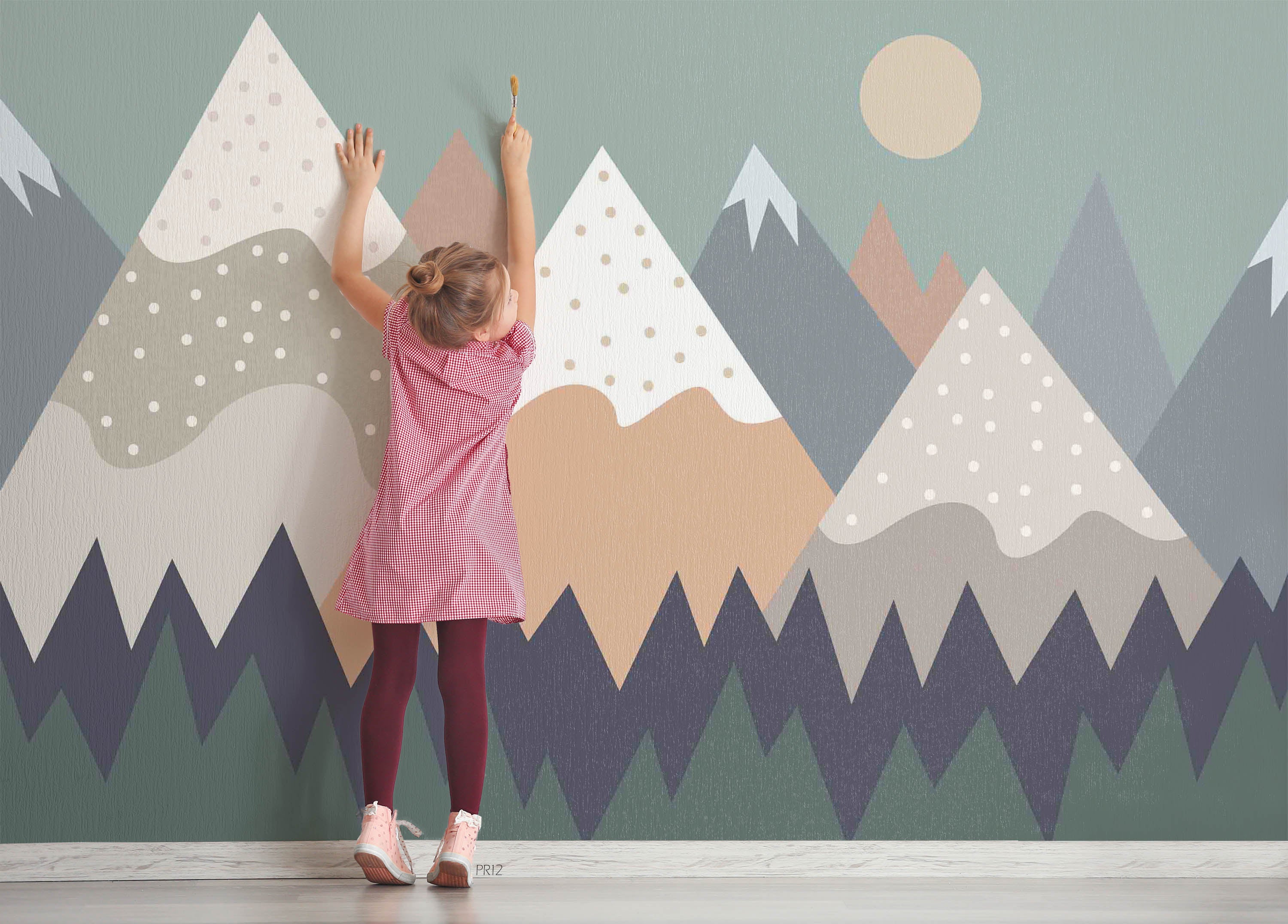 3D Cartoon Mountain Sun Kids Wall Mural Wallpaper GD 4985- Jess Art Decoration