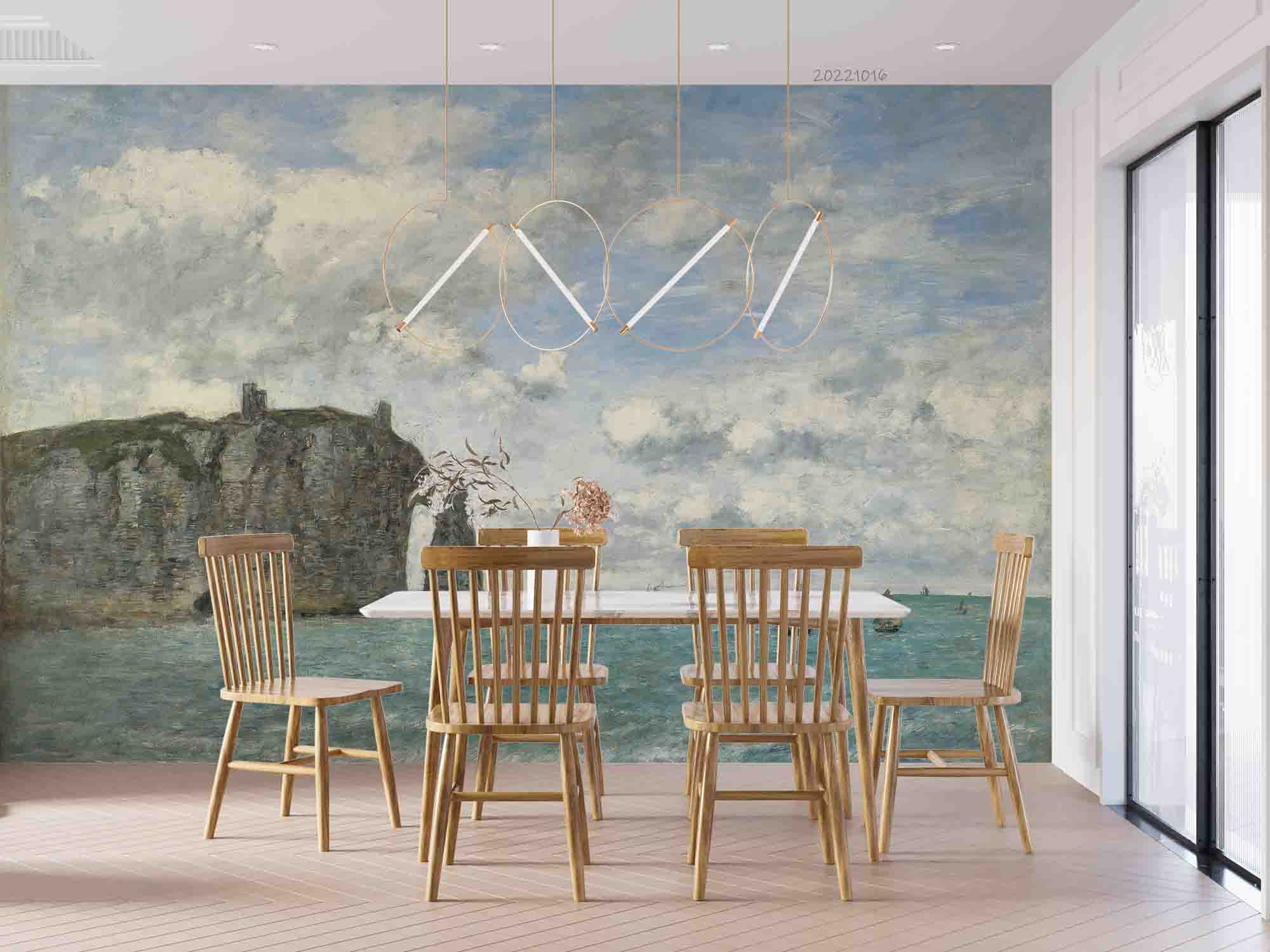 3D Oil Painting Mountain Sea Sailboat Wall Mural Wallpaper GD 2948- Jess Art Decoration