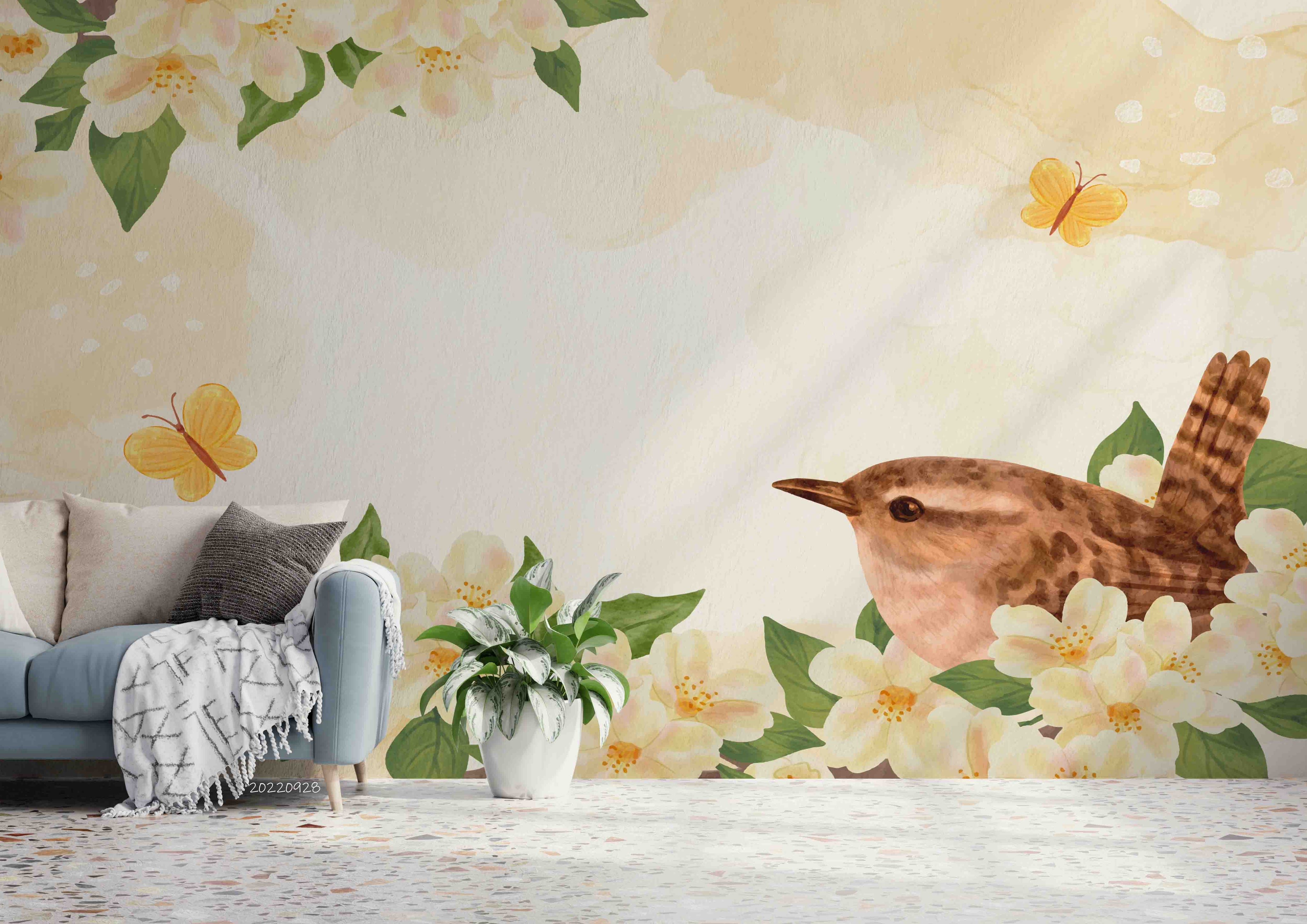 3D Watercolor Spring Floral Background Wall Mural Wallpaper GD 3298- Jess Art Decoration