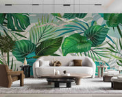 3D Watercolor Tropical Green Leaf Wall Mural Wallpaper GD 4928- Jess Art Decoration