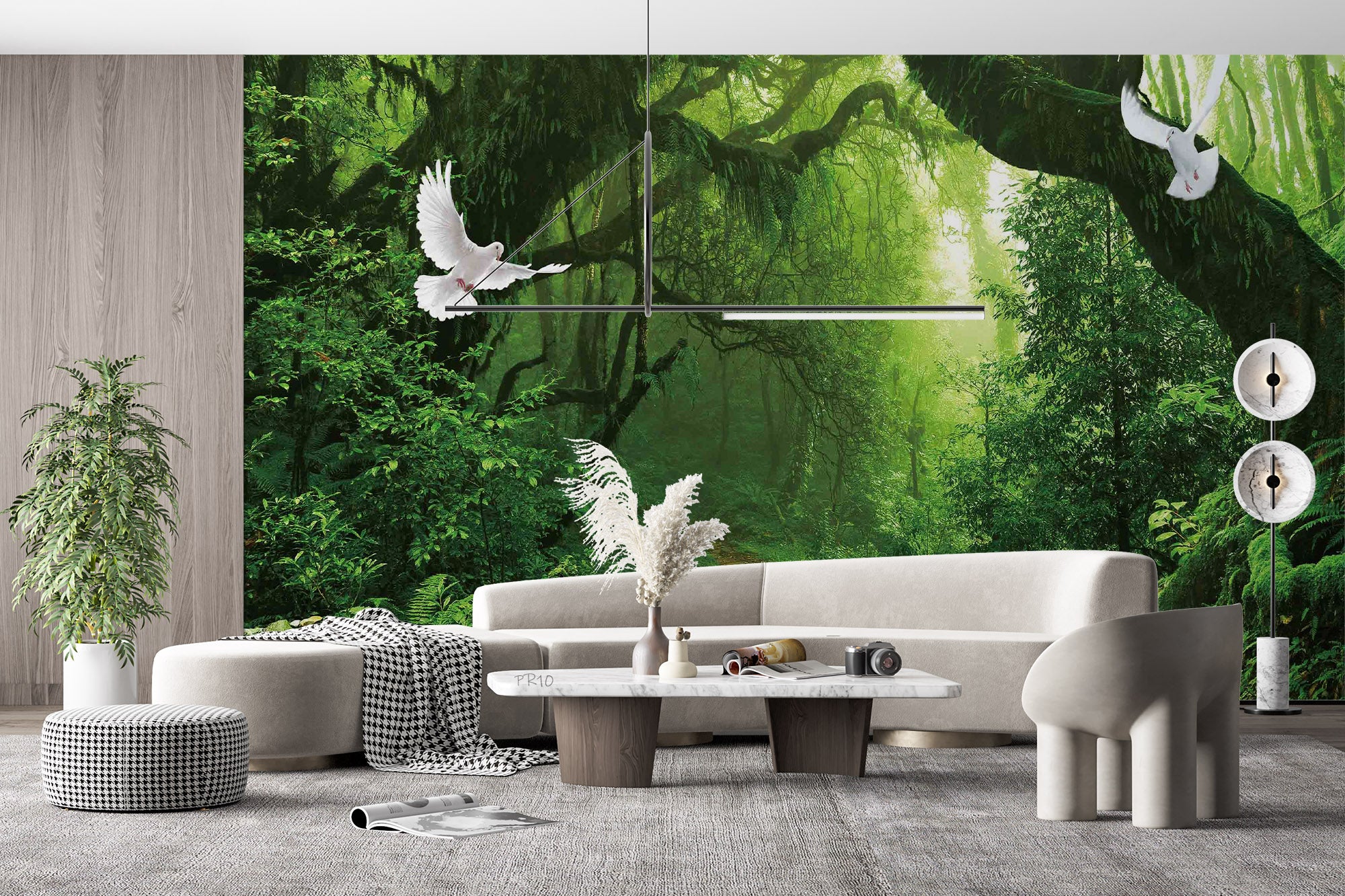 3D Forest Green Trees Path Sunshine Pigeon Wall Mural Wallpaper GD 4812- Jess Art Decoration