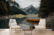 3D Mountain River Trees Boat Landscape Wall Mural Wallpaper GD 2939- Jess Art Decoration