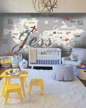 3D Graffiti World Map Letter Wall Mural Wallpaper YXL 1190