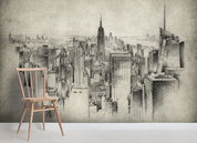 City Architecture Gray Contemporary Wallpaper contemporary street art wall mural for creative room or feature wall - view 3