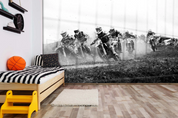 3D Motorbike Sandy Soil Gray Wall Mural Wallpaper YXL 1179