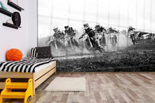 3D Motorbike Sandy Soil Gray Wall Mural Wallpaper YXL 1179