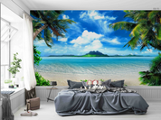 3D Tropical Sand Beach bright tropical beach landscape wall mural wallpaper for living room - view 4
