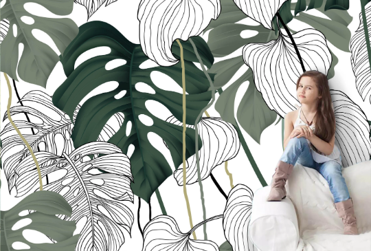 3D Plant Leaf Ellipse Wall Mural Wallpaper YXL 1171