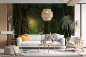 3D Sunlit Forest Tree sunlit green forest landscape wall mural wallpaper for living room