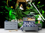 3D Cartoon Person Sword Green Wall Mural Wallpaper YXL 1194