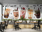 Milk Tea Letter Pearl Wallpaper cafe & food wall mural for cafe, restaurant or shop interior - view 3