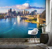 3D City Lake Architecture city skyline lake landscape wall mural wallpaper for office - view 4