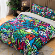 3D Colorful Graffiti Music Quilt Cover Set Bedding Set Duvet Cover Pillowcases 496- Jess Art Decoration