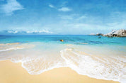 3D Sandbeach Sea Mountain Bluesky Cloud Wall Mural Wallpaper YXL 2678