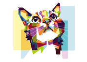 3D Colourful Geometric Cat colourful geometric cat portrait wall mural wallpaper for kids room - view 5