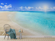 3D Sea Sandbeach Spindrift Cloud Wall Mural Wallpaper YXL 1140