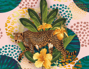 3D Cheetah Leaf Round Wave Point Wall Mural Wallpaper YXL 2742
