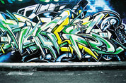 Graffiti Letter Blue Brick Wallpaper typography graffiti wall mural for teen room or studio - view 5