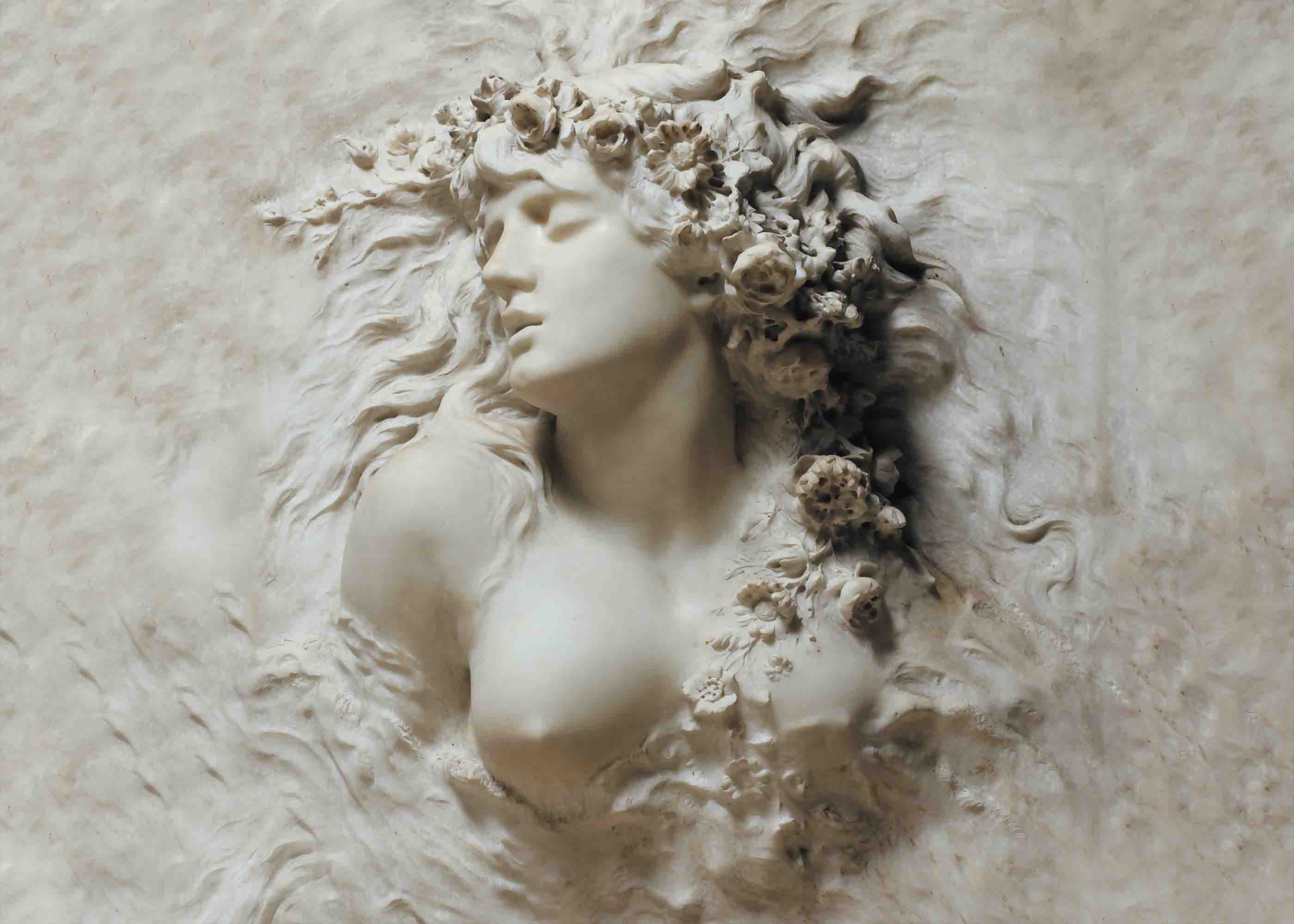 3D Sculpture Woman Floral Lvory White Wall Mural Wallpaper YXL 2750