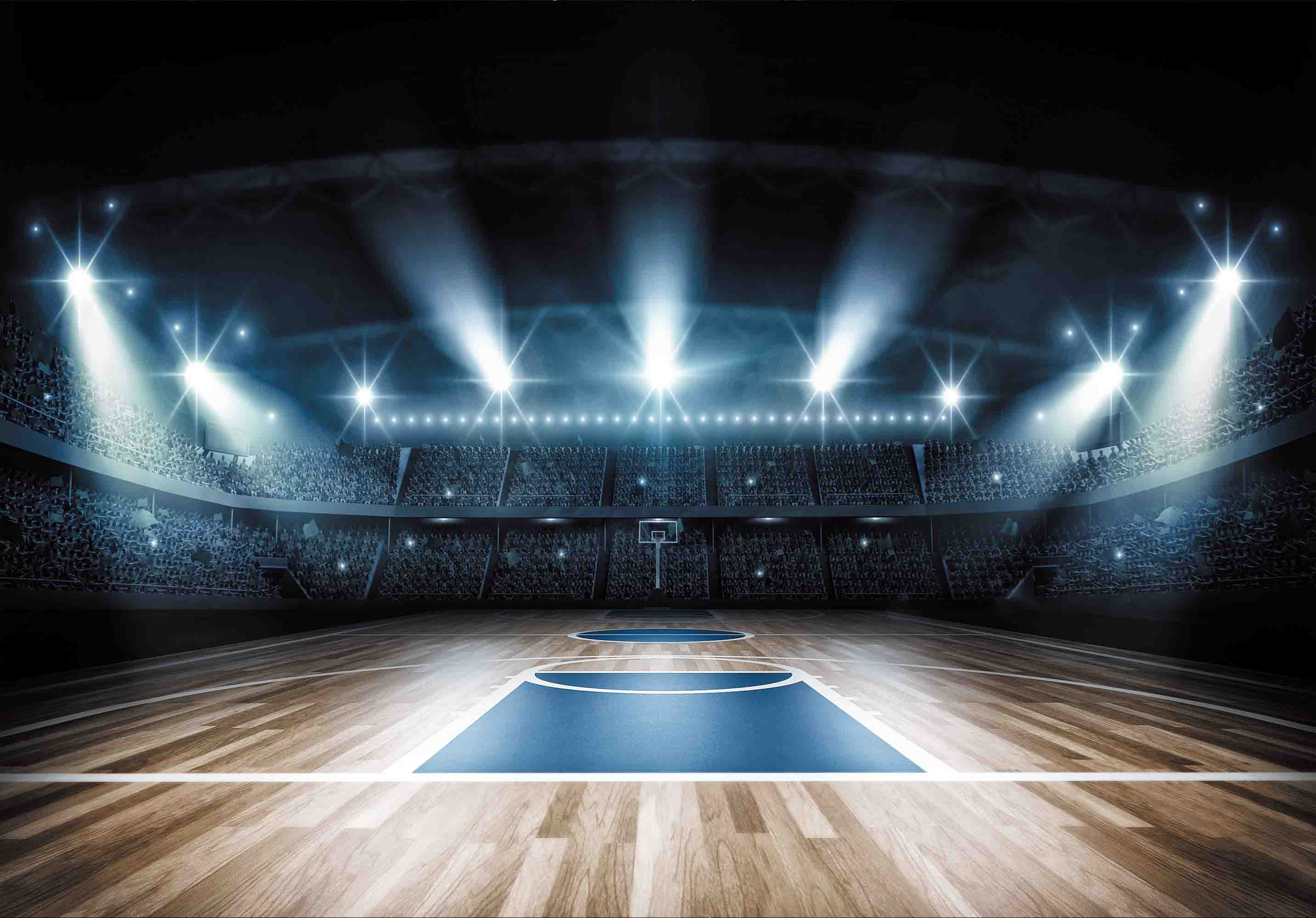 Basketball Court Lamplight Spectator Seats Wallpaper basketball wall mural for bedroom, gym or sports room - view 5