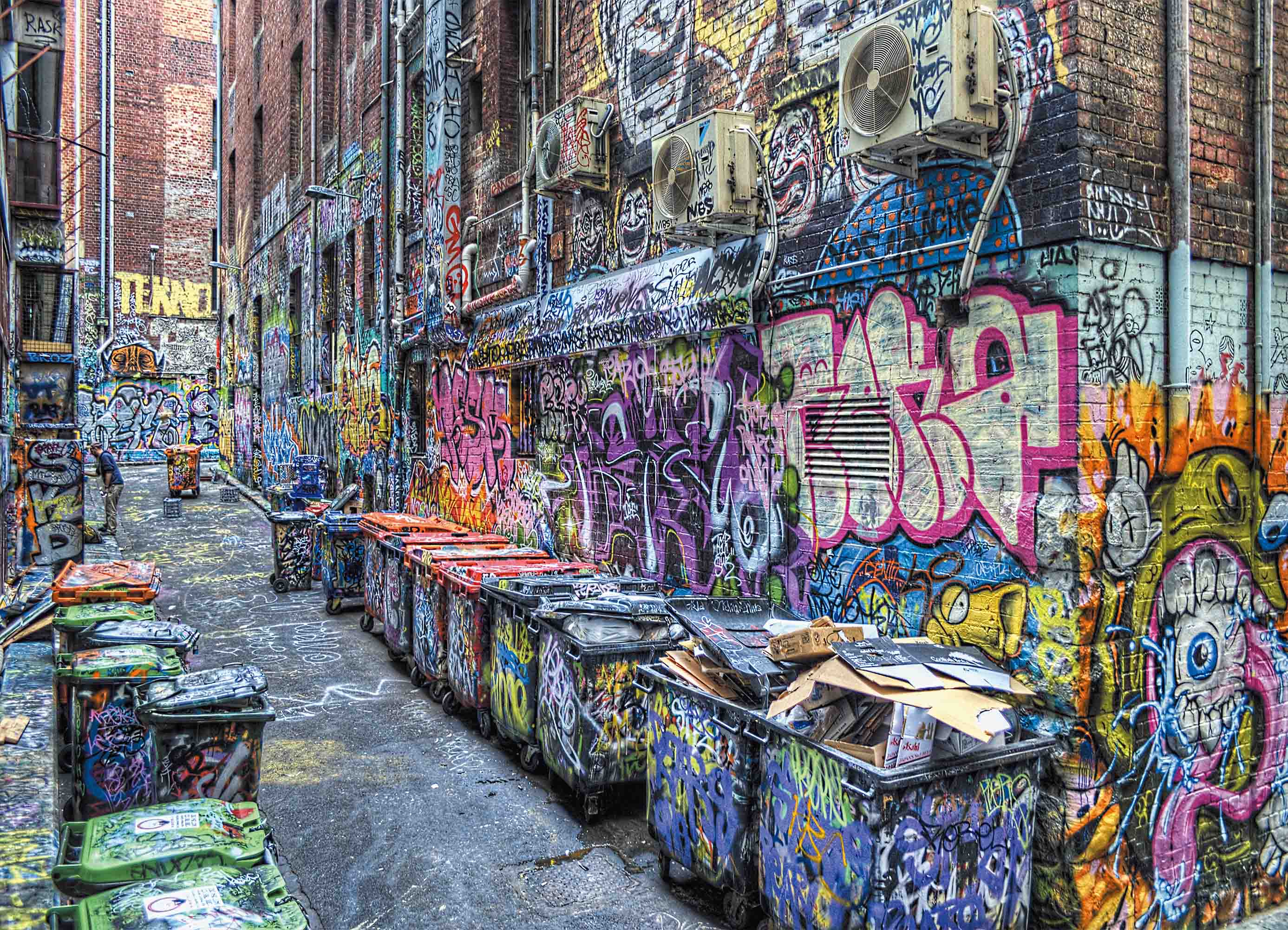 Graffiti Brick Trash Can Letter Wallpaper typography graffiti wall mural for teen room or studio - view 5
