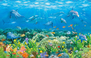 3D Animal Sea Whale Fish Coral Blue Wall Mural Wallpaper YXL 2784