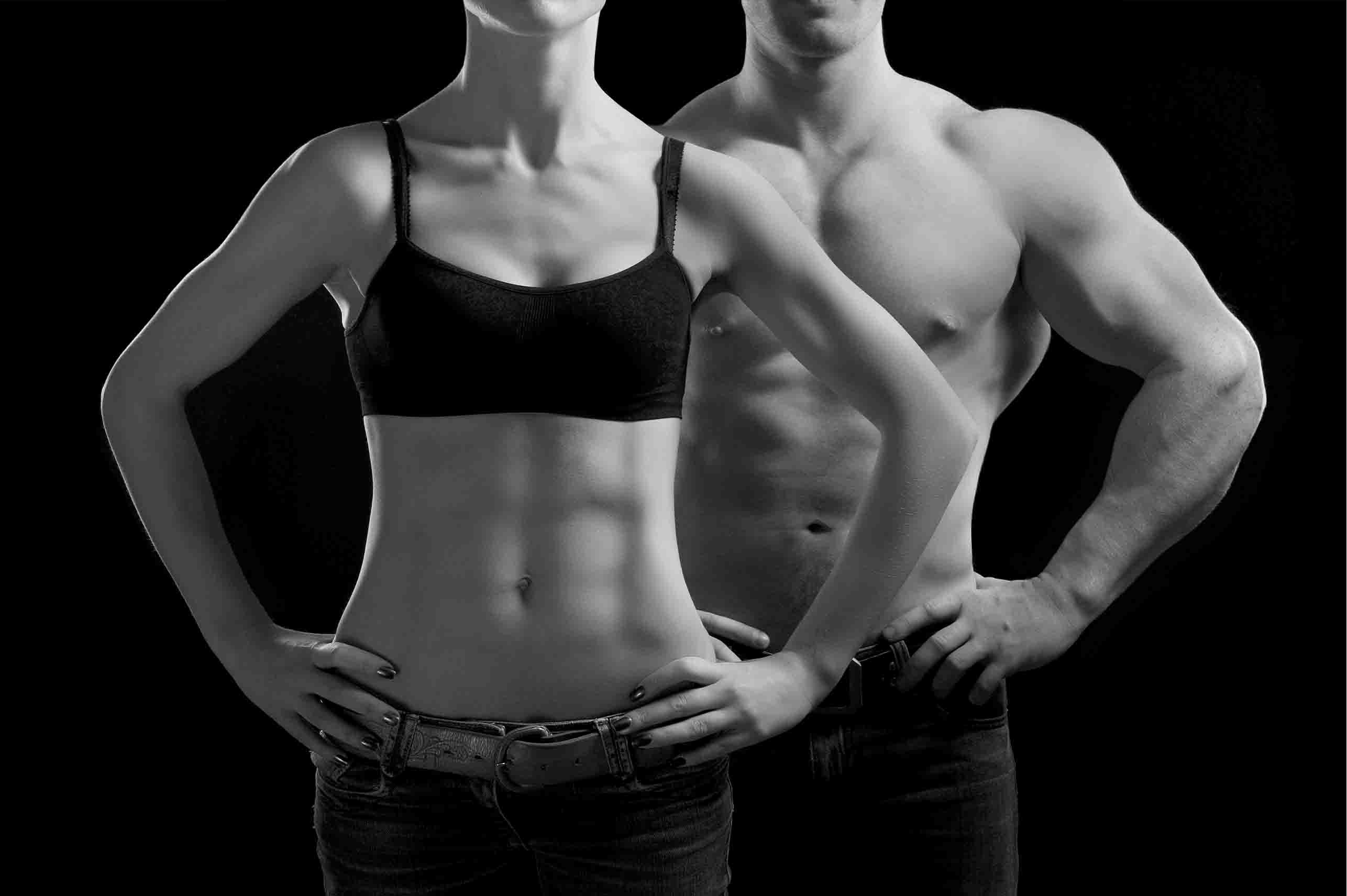3D Muscle Woman Man Rrm Black Wall Mural Wallpaper YXL 64
