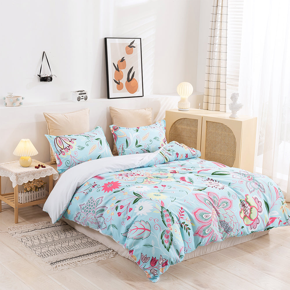 3D Leaves Floral Retro Pattern Quilt Cover Set Bedding Set Duvet Cover Pillowcases 289- Jess Art Decoration