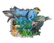3D Animal Shark Fish Sea Turtle Coral Wall Mural Wallpaper YXL 18- Jess Art Decoration