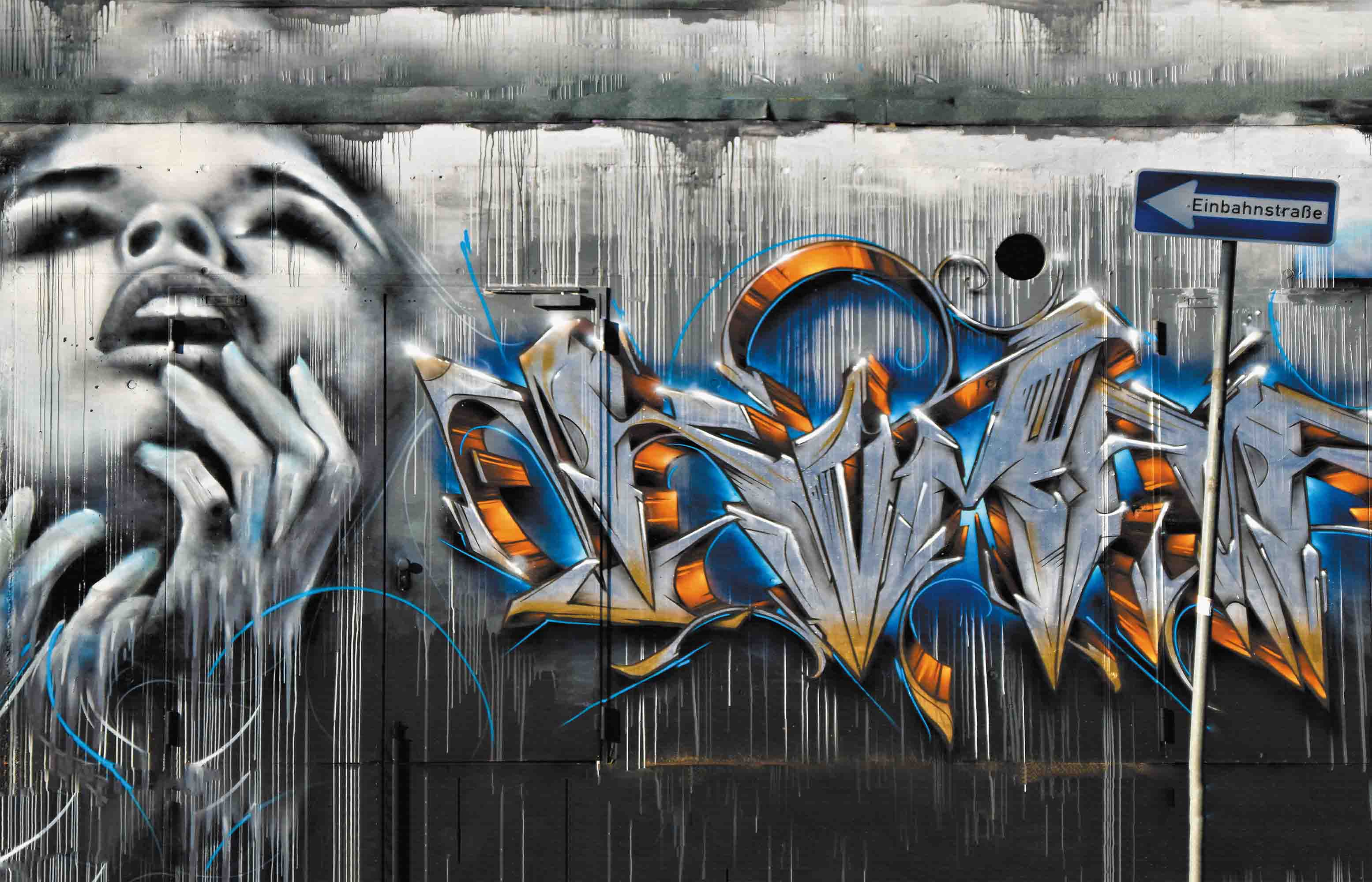 Graffiti Person Letter Street Sign Wallpaper typography graffiti wall mural for teen room or studio - view 5