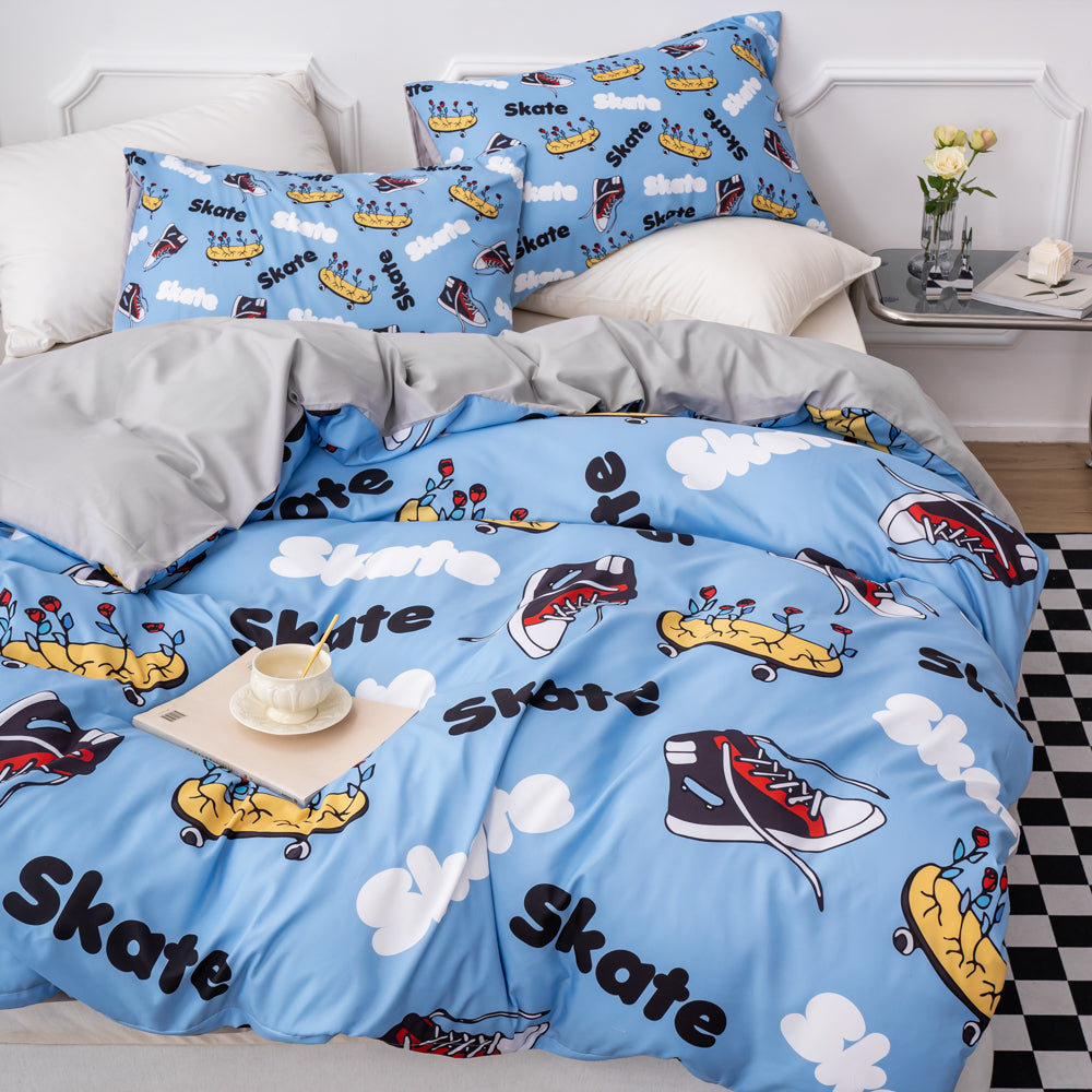 3D Blue Shoes Skateboard Pattern Quilt Cover Set Bedding Set Duvet Cover Pillowcases 520- Jess Art Decoration