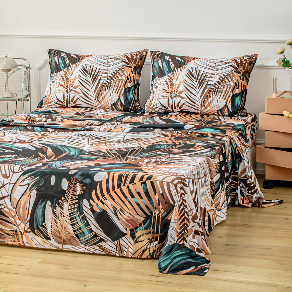 3D Green Brown Leaves Quilt Cover Set Bedding Set Duvet Cover Pillowcases 650- Jess Art Decoration