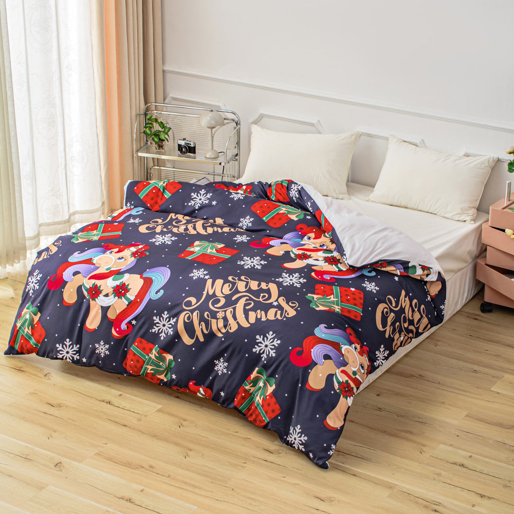 3D Unicorn Gift Snowflake Christmas Quilt Cover Set Bedding Set Duvet Cover Pillowcases 685- Jess Art Decoration