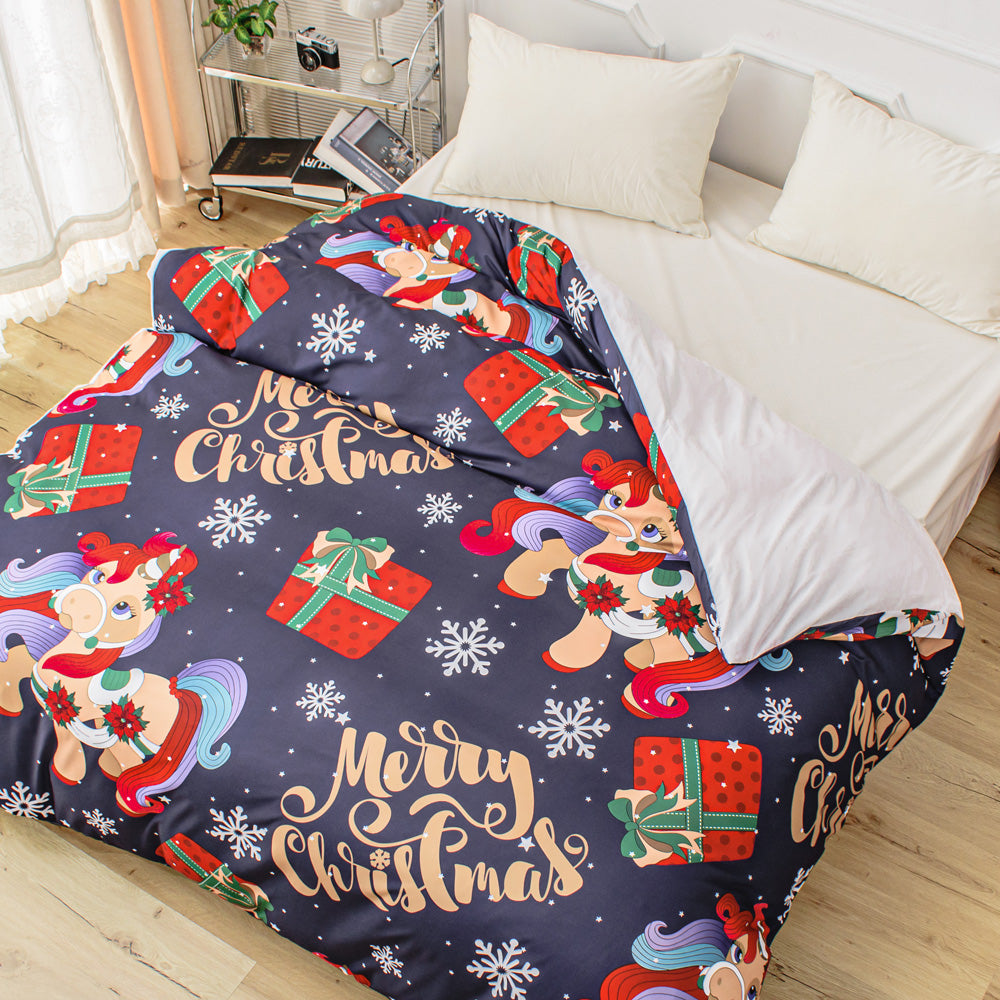 3D Unicorn Gift Snowflake Christmas Quilt Cover Set Bedding Set Duvet Cover Pillowcases 685- Jess Art Decoration