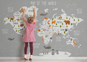 3D World Map Letter Gray Whale Wall Mural Wallpaper YXL 2642