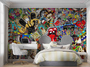 Graffiti Mouth House Tooth Tongue Wallpaper urban graffiti wall mural for teen room, studio or feature wall