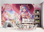 3D Cartoon Tree Umbrella Person Sky Cloud Wall Mural Wallpaper YXL 2636