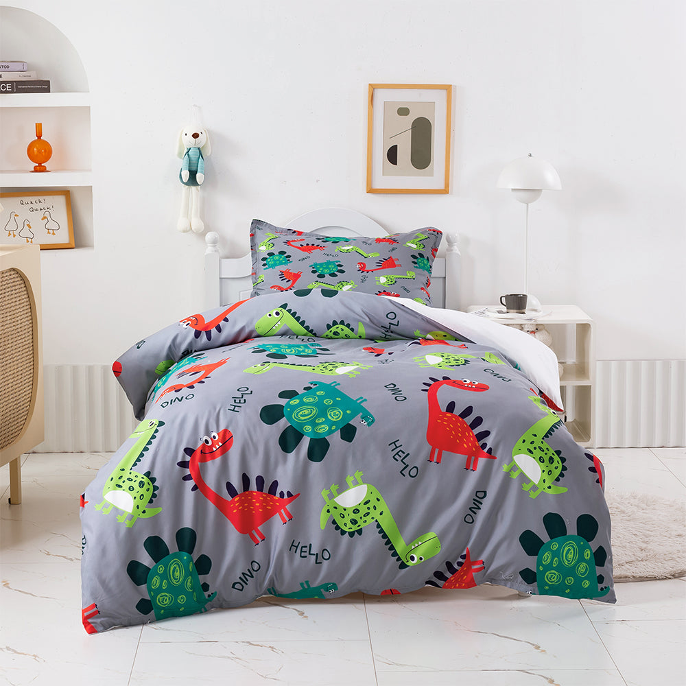 3D Dinosaur Cartoon Colorful Pattern Quilt Cover Set Bedding Set Duvet Cover Pillowcases 447- Jess Art Decoration