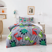 3D Dinosaur Cartoon Colorful Pattern Quilt Cover Set Bedding Set Duvet Cover Pillowcases 447- Jess Art Decoration