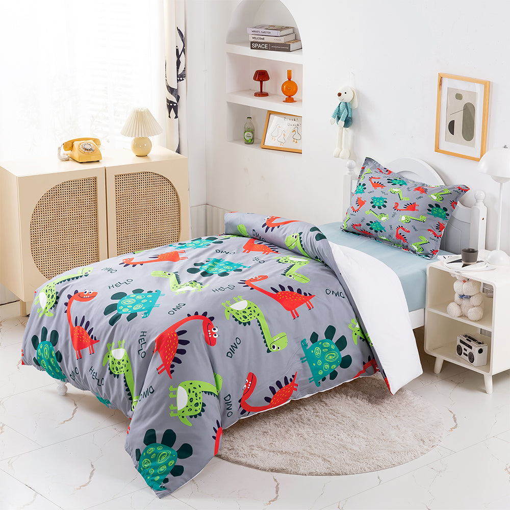 3D Dinosaur Cartoon Colorful Pattern Quilt Cover Set Bedding Set Duvet Cover Pillowcases 447- Jess Art Decoration
