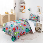 3D Dinosaur Cartoon Colorful Pattern Quilt Cover Set Bedding Set Duvet Cover Pillowcases 447- Jess Art Decoration