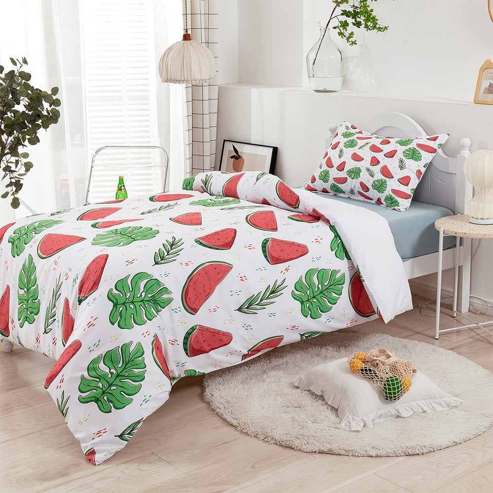 3D Watermelon Leaves Pattern Quilt Cover Set Bedding Set Duvet Cover Pillowcases 418- Jess Art Decoration