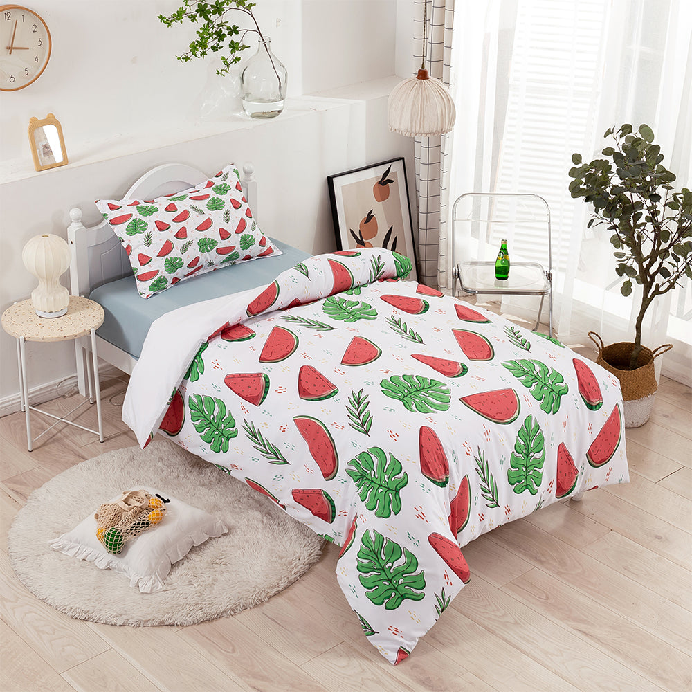 3D Watermelon Leaves Pattern Quilt Cover Set Bedding Set Duvet Cover Pillowcases 418- Jess Art Decoration