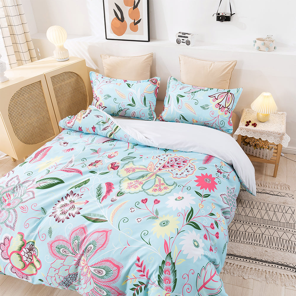 3D Leaves Floral Retro Pattern Quilt Cover Set Bedding Set Duvet Cover Pillowcases 289- Jess Art Decoration