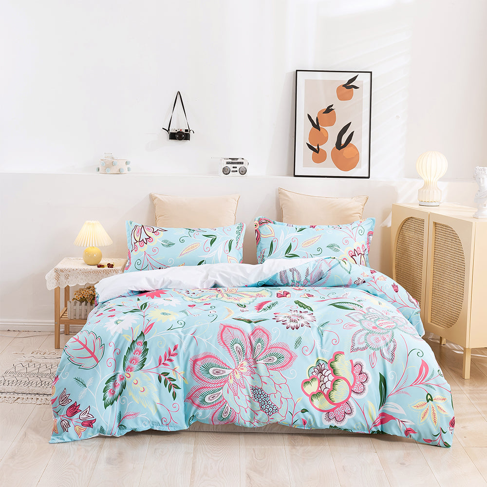 3D Leaves Floral Retro Pattern Quilt Cover Set Bedding Set Duvet Cover Pillowcases 289- Jess Art Decoration