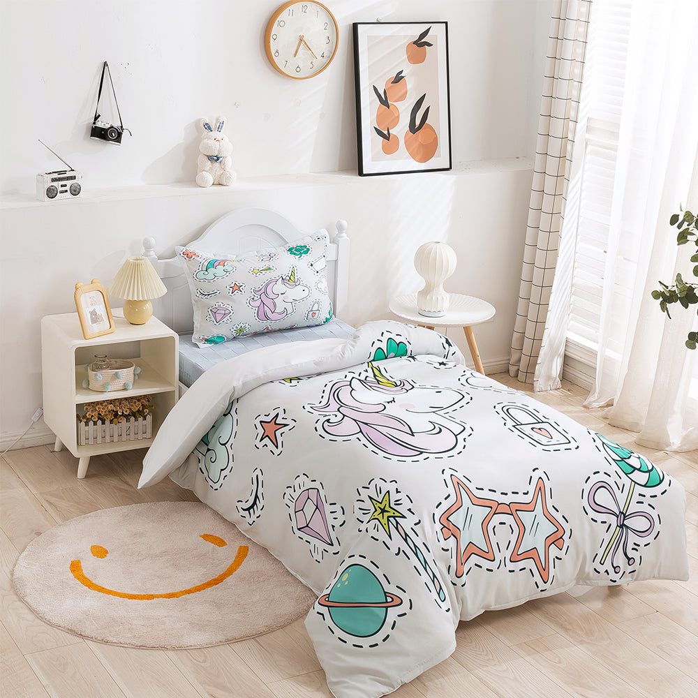 3D Unicorn Planet Star Cartoon Quilt Cover Set Bedding Set Duvet Cover Pillowcases 241- Jess Art Decoration